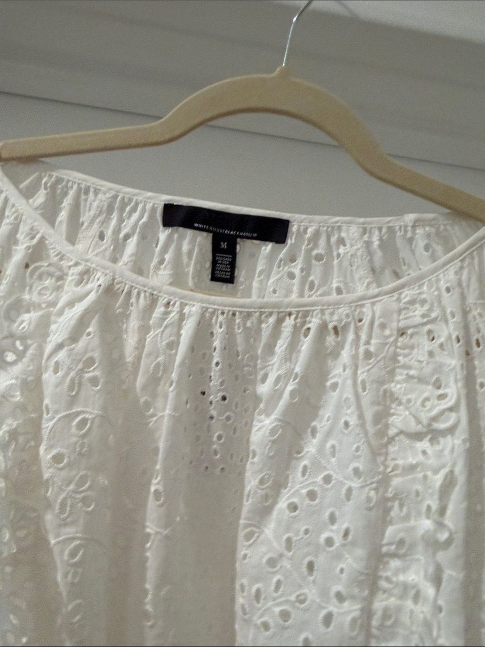 White House Black Market White Eyelet Boho Blouse(bw) - Picture 4 of 7